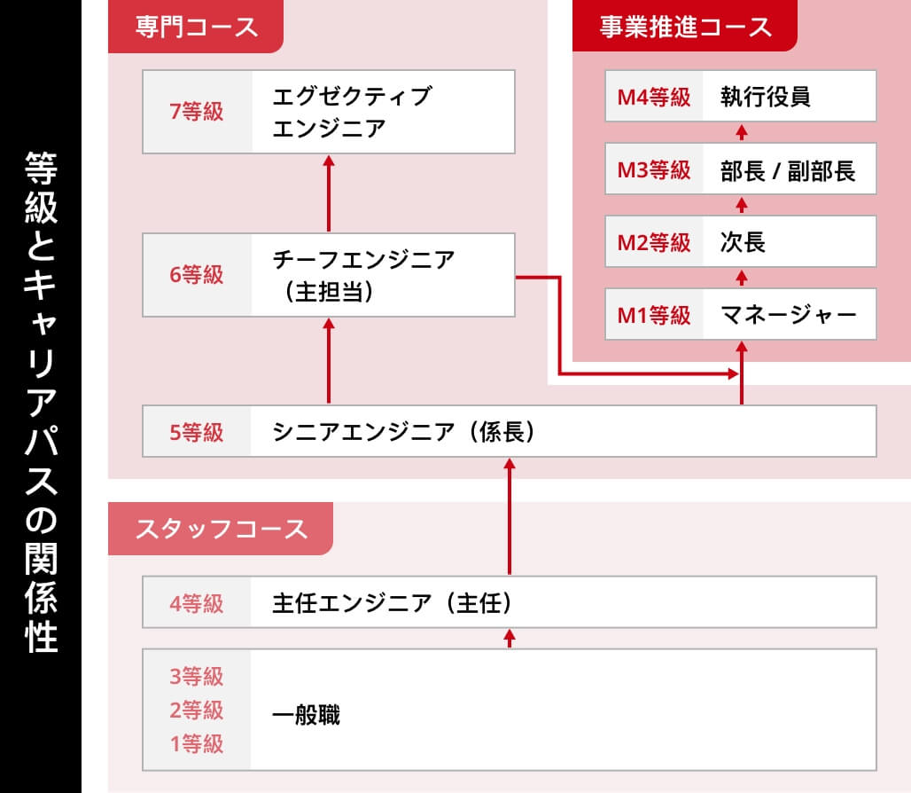 等級とキャリアパスの関係性を表した図